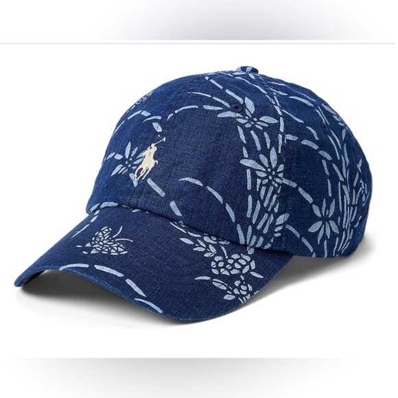 NWT Polo Ralph Lauren Tropical Indigo Linen Baseball Cap - Picture 1 of 11